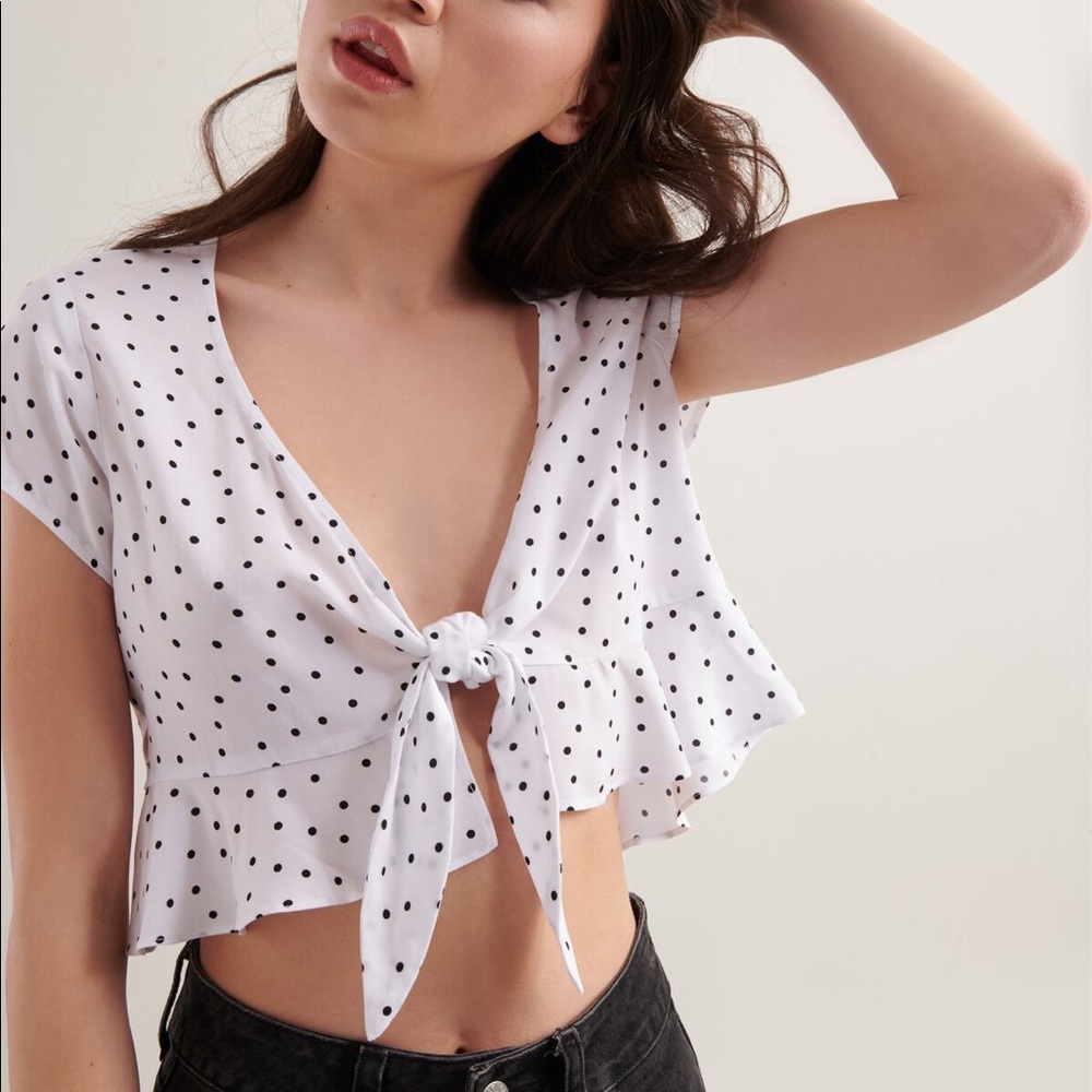 Garage Polka Dot Tie Front Top